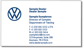 Image of VW Dealer Business Cards